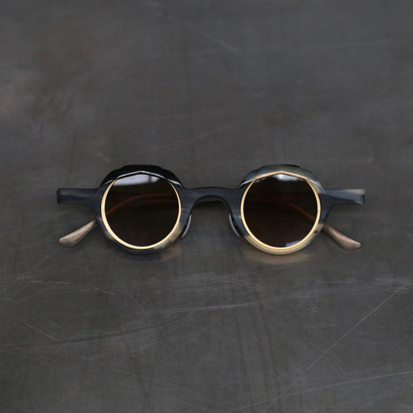 Rigards RG1064 series natural horn round frame sunglasses RG-RG1064-MCKQT camouflage frame bronze piece